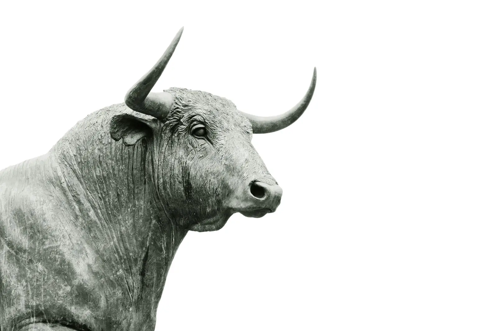 A bronze bull statue